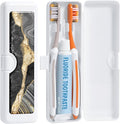 Toothbrush Travel Case - Colorful Pattern, Holder and Covers for Toothbrushes, Includes Tongue Scraper Case by Gerkia