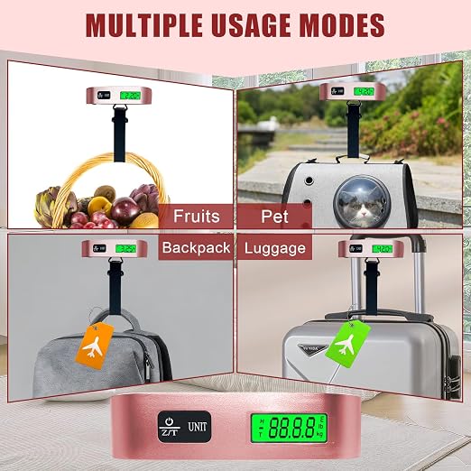 Luggage Scale, Portable Luggage Weight Scale with 2 Luggage Tags, LCD Weight Display and 4 Unit Switching Functions, 110lb Luggage Scale Travel Digital for Luggage, Travel,Backpacks, Handbags(Pink) - Image 4