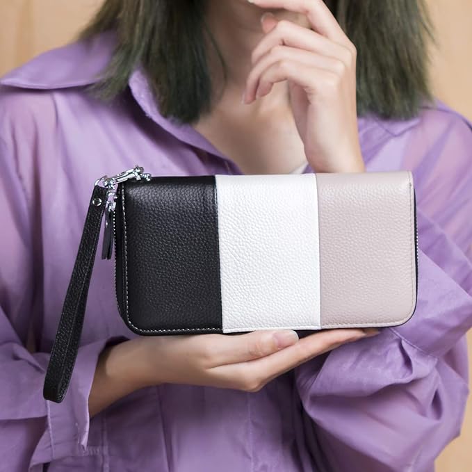 Moflycom Womens Wallet RFID Blocking Genuine Leather Multi Credit Card Large Capacity Zip Around Clutch Travel Purse Wristlet - Image 5