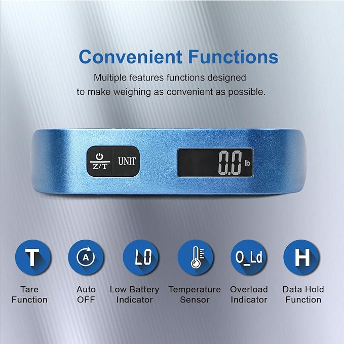 travel inspira Luggage Scale, Portable Digital Hanging Baggage Scale for Travel, Suitcase Weight Scale with Rubber Paint, 110 Pounds, Battery Included - Image 2