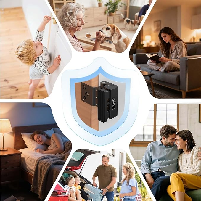 Upgraded Portable Door Lock for Travel & Home - No Drill Anti-Kick Door Reinforcement Lock with 800lbs Strength, Fits Inward Swing Doors, Black - Image 7