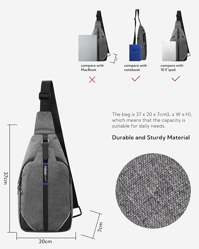 WATERFLY Medium Crossbody Sling Backpack Anti Theft Backpack for Traveling Chest Shoulder Bag - Image 2