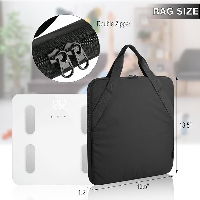 Beautyflier Carrying Bag for Body Composition Monitor Scale, Digital Bathroom Scale Storage Bag, Travel Carrier Case - 13.5 x 13.5 x 1.2 IN, Fits Most Smart Scale for Body Weight (Bag Only) - Image 3