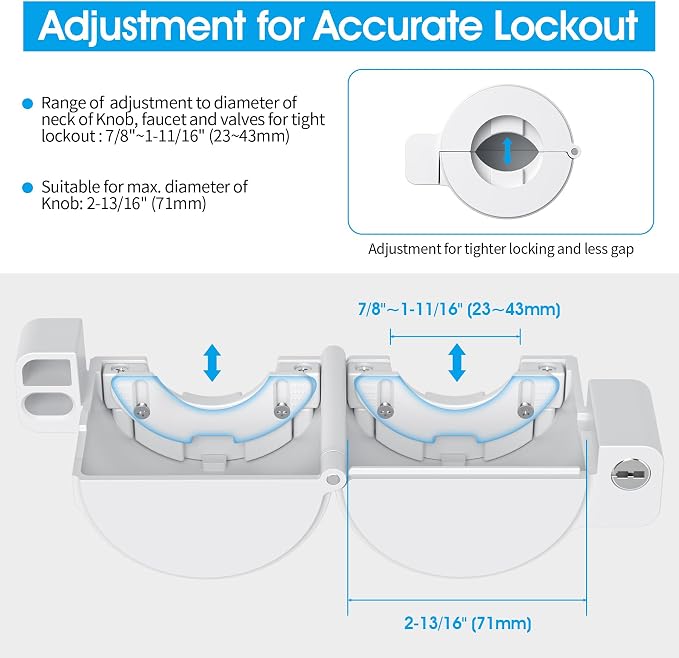 AST Adjustable Door Knob Cover with High Security Cylinder and 3 Brass Keys | Childproof Door Knob Cover with Lock, Lockout to Doorknob. Safety Cover for Faucet, Valve, Spigot. Prevent Access to Keyhole - Image 3