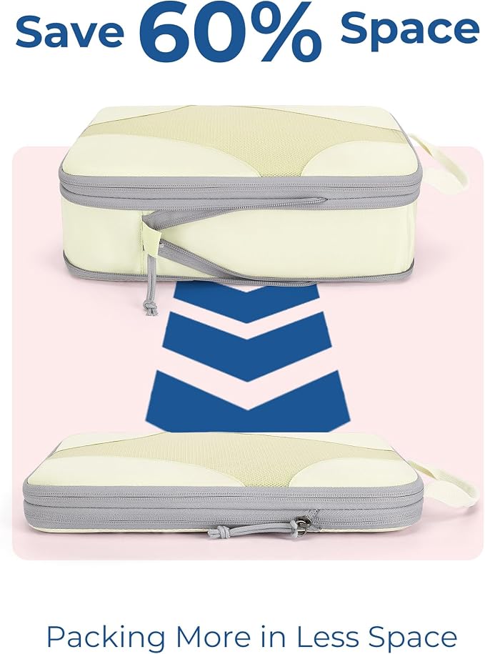 Bagsmart Compression Packing Cubes, Travel Bag Cruise Ship Essentials | Lightweight, Compressible Suitcase Organizer Set fit Standard Carry-On & Checked Luggage, 6 Set, 14 Set Washable Packing Bags - Image 4