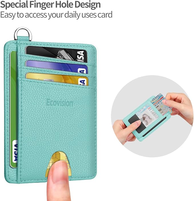 Slim Minimalist Front Pocket Wallet, RFID Blocking Credit Card Holder Wallet with Detachable D-Shackle for Men Women - Image 5