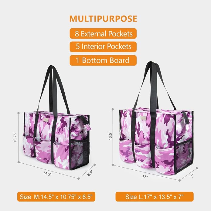 TOPDesign Utility Water Resistant Tote Bag with 13 Pockets, Top Zipper Closure & Thick Bottom Support, for Working Women - Image 2