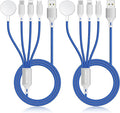 2Pack Multi Charging Cable for Apple Watch Charger 4 in 1 Travel Essentials RV Camping Essentials USB C/L/Micro Compatible with iWatch Series 11-1/iPhone 17/16/15/Android Airplane Gadgets-4FT/Blue by ChargeBeyondPowerWithin