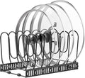 Housolution Pot and Pan Lid Organizer Holder Storage Rack, Black | 7 Adjustable Dividers, Sturdy Metal Construction, Easy Assembly by Housolution