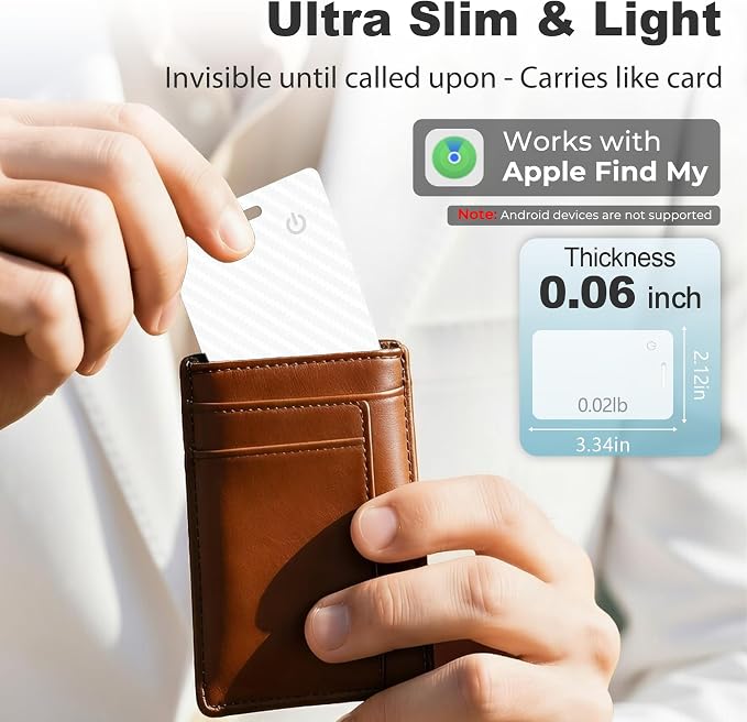 2-Pack Wallet Tracker Card [Apple MFi Certified] (iOS Only), Rechargeable Ultra-Thin Finder 0.07in Bluetooth Air Tracker Tags Smart Finder for Apple Find My IP68 Waterproof for Wallets, Passport,Bags - Image 3