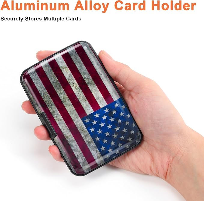 Mayski Credit Card Holder for Women RFID Blocking Wallet, Flag | Card Wallets for Women Small Mini Business Metal Accordion Aluminum Alloy Hard Case for Men - Image 3