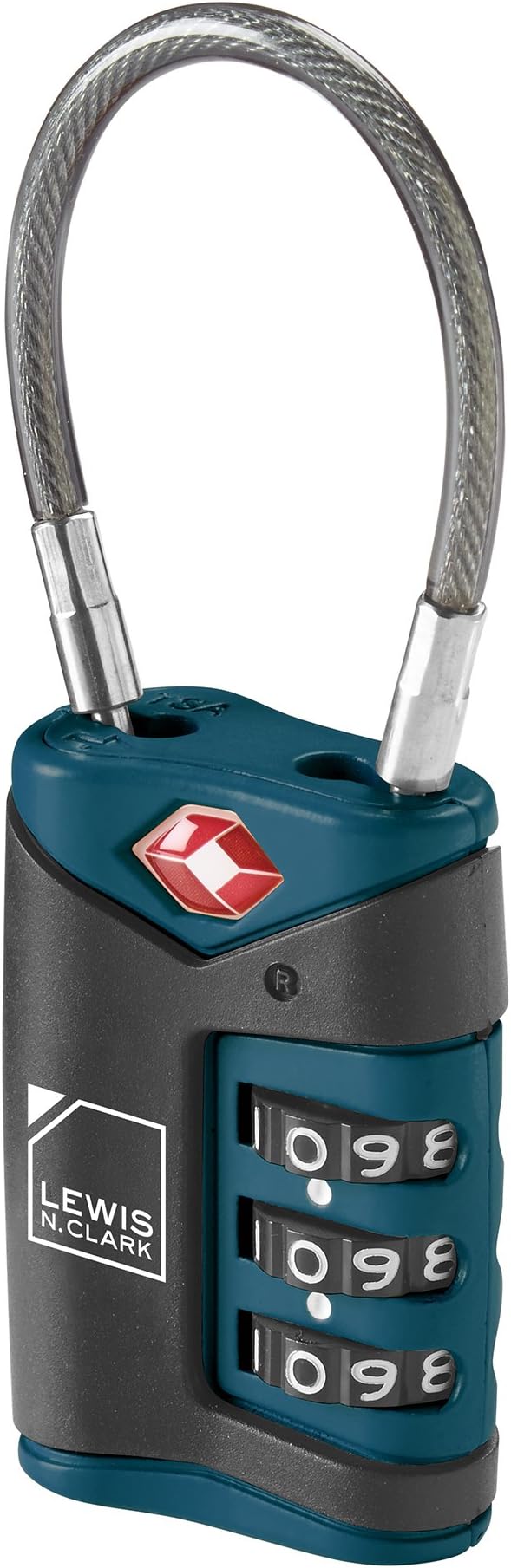 Lewis N. Clark TSA-Approved Easy-to-Set Combination Luggage Lock with Steel Cable, Blue, One Size by LewisNClark