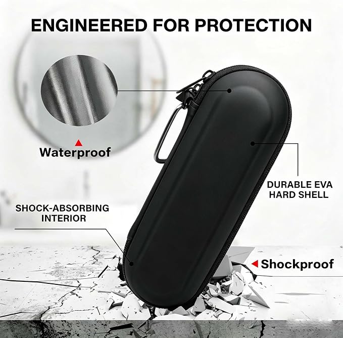 Aluminum Foil Lined Toothbrush Travel Case for Oral B/Oral-B Pro 1000 1500 5000 7000 & Philips Sonicare 4100 1100 5300 5100 6100/iO Electric Toothbrush, Hard Protective Storage Bag，only case (black) - Image 4