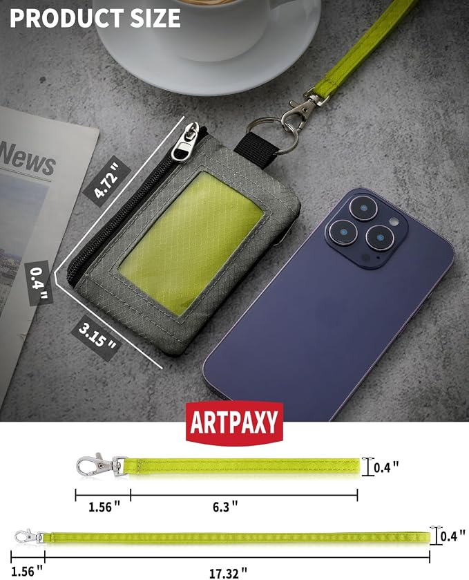 Artpaxy Minimalist Wallet For Mens Womens, Keychain RFID Blocking Zipper Small Wallet with ID Window 2 Lanyards,Water Resistant Travel Cash Card Coin Case Boys Girls - Image 3