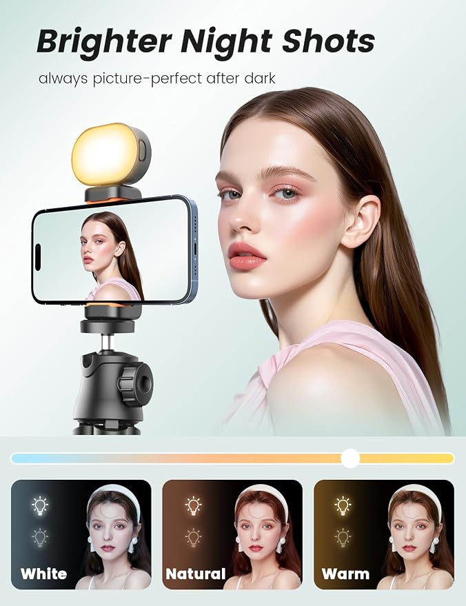 Phone Tripod with Light & Remote, 360° Rotating for Travel Use | LED light with 3 brightness levels, Fits smartphones & cameras. Great for tabletop & travel. - Image 2