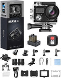 AKASO Brave 4 Action Camera 4K Ultra HD Video Waterproof Underwater Camera | 20MP Photo WiFi 170° FOV 5X Zoom Image Stabilization Sport Camera for Snorkel Travel with 2xBatteries Helmet Accessories Kit by AKASO