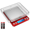 Digital Kitchen Scale, 3000g Pocket Cooking Scale with 0.1g Accuracy, Mini Food Scale, Pro Electronic Jewelry Scale with Back-Lit LCD Display, Tare & PCS Functions (Red, Batteries Included) by AMIR
