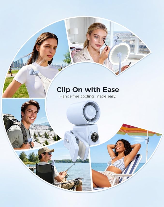 Hotsales Clip-On Portable Fan for Strollers, Handheld Turbo Fan for Travel | Small But Mighty Mini Fan, Detachable 360° Rotating Clip, LED Display, Rechargeable, Summer Outings, Gifts For Women And Men - Image 5