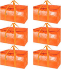 BALEINE 6-Pack Oversized Moving Bags with Reinforced Handles, Heavy-Duty Storage Tote for Clothes, Moving Supplies (Orange, 6-Pack) by BALEINE