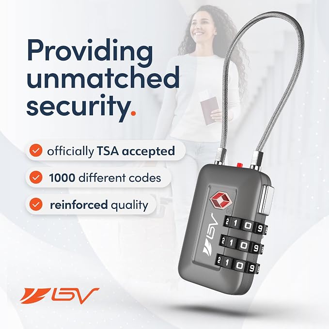 TSA Accepted Luggage Travel Lock, Set-Your-Own Combination Lock for School Gym Locker, Luggage Suitcase Baggage Locks, Filing Cabinets, Toolbox, Case (Slate Gray, 1 Pack) - Image 4