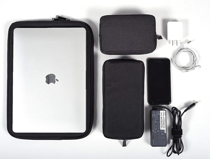 dealcase Canvas Waterproof Universal Electronic Accessories Organizer for Power Bank,Charging Cords,Chargers,Mouse,USB Cable,Earphones and More Out-going, Business Travel Gadget Bag,Black(Small+Big) - Image 7
