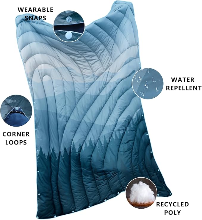 Puffy Camping Blanket,Large Camp Blanket Outdoor Camping Quilt Waterproof | Lightweight Printed Warm Packable Down Alternative Blanket for Camping,Traveling, Stadium, Hiking, Picnics - Image 3