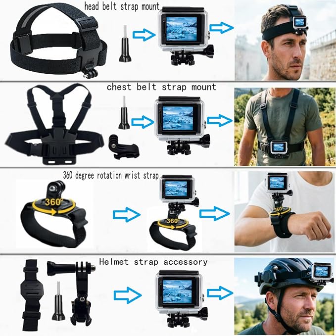50-in-1 Action Camera Accessories Kit for GoPro Hero 13/12/11/10/9 Insta360 X5/X4/X3 DJI ActionEK5000/EK7000 Pro/Brave 4/ Pro/Brave 7 Max Fusion SJ4000 SJ5000 - Image 3