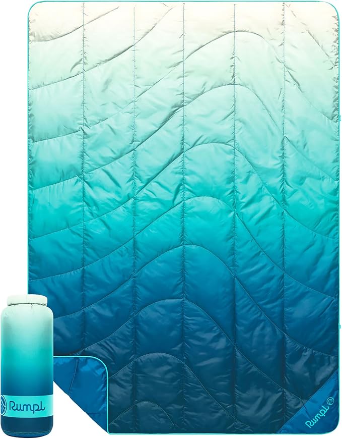 Rumpl Travel Puffy Ultra-Packable Blanket, Deepfoam Fade | Travel-Size Warmth and Comfort, Ultra-Packable Recycled Puffy Blanket with NanoLoft Insulation for Planes and Trains by Rumpl