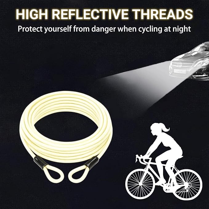 5mm Security Cable Lock with High Reflective Threads, Flexible Steel Safety Cable for Bicycle Motorcycle Luggage, 4FT 7FT 10FT 15FT Double Loop Design (Yellow-Green, 2pack-7FT) - Image 2