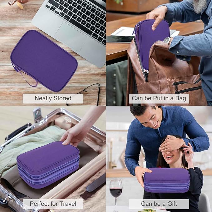 FYY Electronic Organizer, Travel Tech Pouch Bag, Large, Purple | Wrist Strap, Waterproof, Double Layers Portable Electronics Travel Carrying Case for Cord, Charger, Daily Business Trips Use - Image 7