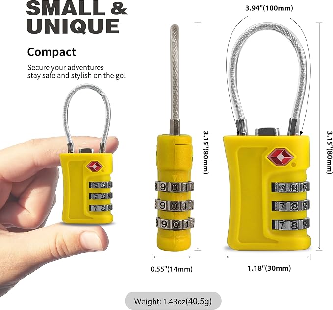 Luggage Locks TSA Approved 2 Pack, Small Padlock Combination, TSA Locks for Luggage, Travel Combo Padlock with Code, for Suitcase, Backpack Zipper, Locker, Gun Case (Black+Yellow) - Image 2