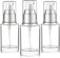1 Oz 30ml Refillable Luxury Clear Glass Lotion Travel Pump Bottle with Silver Cap for Cosmetics, Lotion, Body Cream, Sanitizers, Cream, Foundation (Pack of 3) | Luxury, Lotion, Serum, Foundation, Body Cream, Sanitizer, Cosmetics, Travel by Vitalup