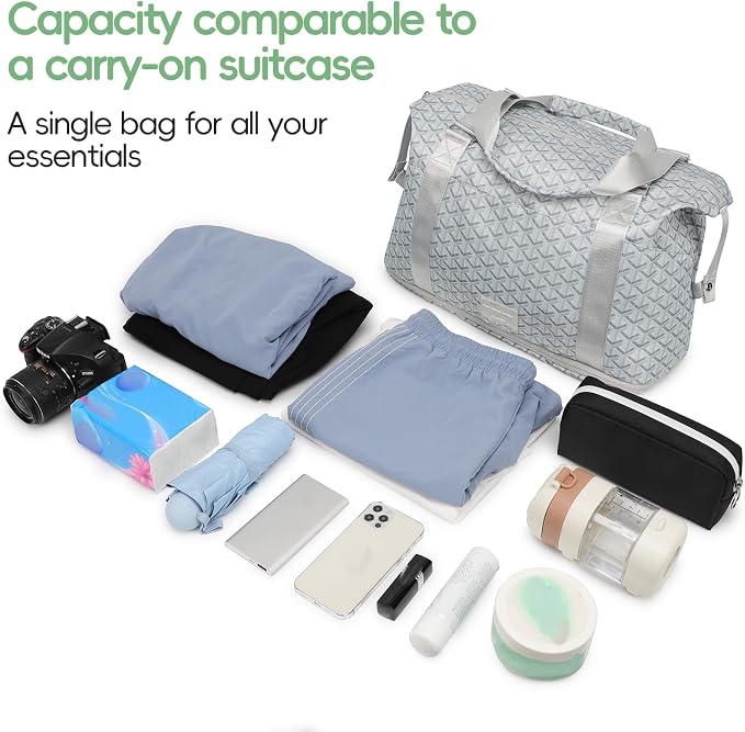 TINYAT Foldable Travel Duffle Bag Expandable Personal Item Travel Bag,32L | Expandable Gym Bag for Women Weekender Carry On Overnight Tote Large Capacity Portable Luggage Bag - Image 6