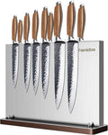 Magnetic Knife Block,Stainless Steel Magnetic Knife Holder Rack for Kitchen Counter,Strong Double Sided Magnet Knife Storage Stand with Wood Base by fomidao