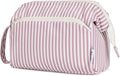 Narwey Striped Makeup Bag Women Wide-open Make up Bag Travel Cosmetic Bag Organizer Toiletry Bag for Cosmetics Toiletries Accessories (Dusty Rose Stripe) by Narwey