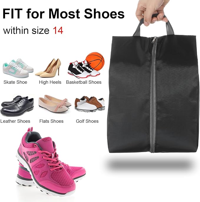 Shoe Bags for Travel, 12 Pack Portable Shoe Bags with Zipper, Black | Large, Waterproof, for Storage and Packing, Travel Essentials, for Women and Men - Image 4