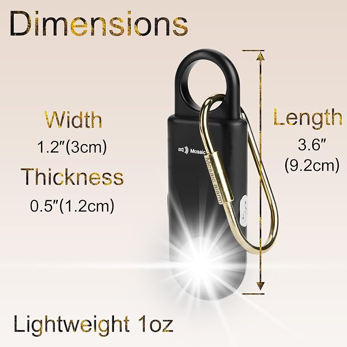 135dB Rechargeable Personal Safety Alarm Strobe Light Flashlight Keychain Siren for Women, Girls, College, School Students Emergency SOS Alerts Loud Sound Hiking Alarm Torchlight Bear Deterrent. Black - Image 9