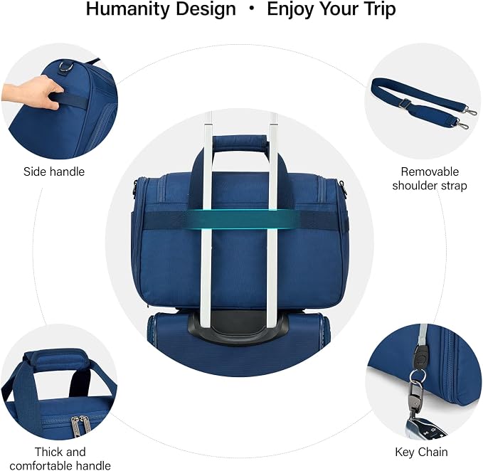 Hanke Small Underseat Carry On Luggage Bags for Travel with 10 Pockets. | Airline Approved Foldable Personal Bag w/ Luggage Sleeve; Tote Duffle & Bento Bag, Flight Attendant Weekender for Men & Women - Image 6