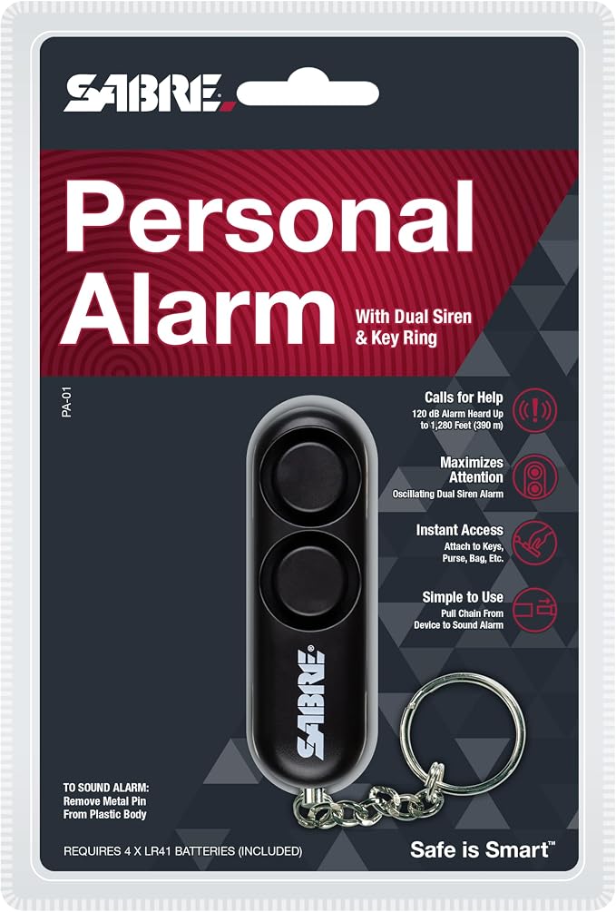 SABRE Personal Alarm With Key Ring, 120dB Alarm, Audible Up To 1,280 Feet (390 Meters), Simple Operation, Reusable, Black - Image 7