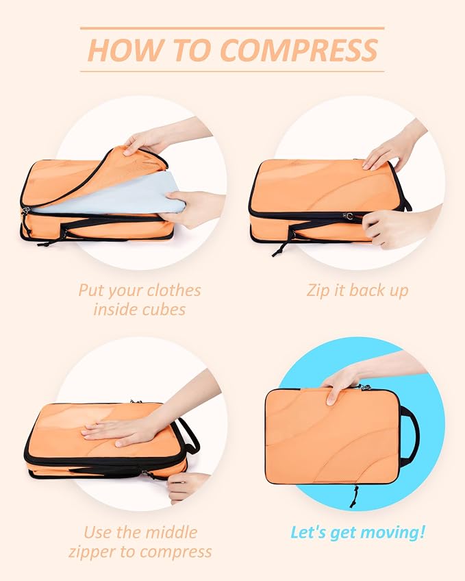 BAGSMART Compression Packing Cubes for Travel | Lightweight suitcase organizers bag set, space-saving double zipper expansion for carry-on luggage & travel organization - Image 4