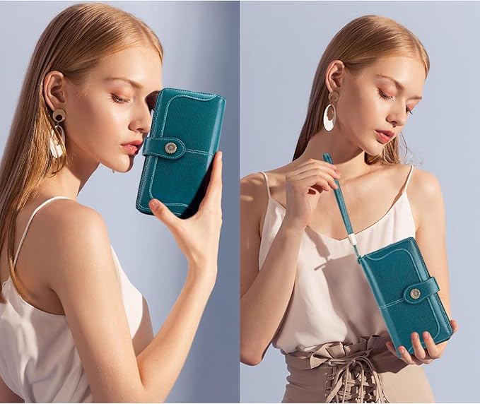 Wallets for Women Trifold Wristlet Wallets Large Capacity RFID Blocking Ladies Purse Credit Card Holder - Image 6