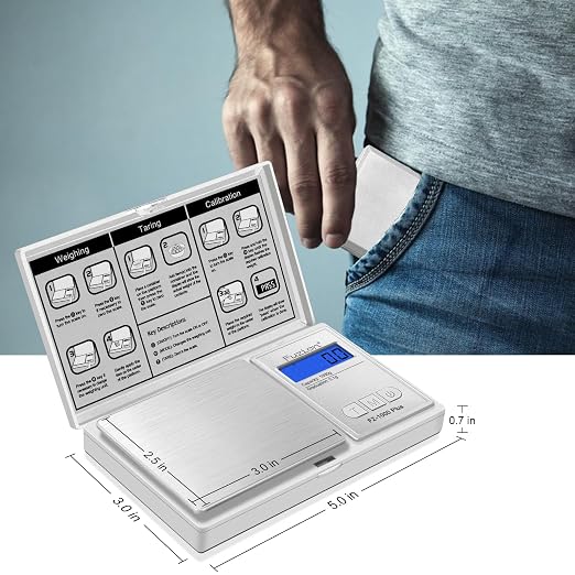 Fuzion Digital Pocket Gram Scale 0.1g/1000g - Small Kitchen Scale with Tray | Weighs Small Food, Spice, Herb, Coin - Easy of Use, LCD Display, Tare Function, 6 Modes Ounces Grains, Batteries Included - Image 5
