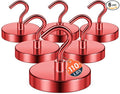 FINDMAG Magnetic Hooks for Cruise Cabins, 110lbs Magnetic Hooks | Cruise Ship Magnets for Grill, Classroom Organization, Strong Fridge Magnets, Office Supplies, 6 Pack, Red by FINDMAG