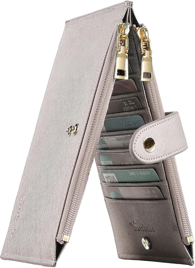 Travelambo RFID Wallet Women Large Size Bifold Multi Card Wallet Case with Zipper Pocke Credit Card Holder for Women by Travelambo