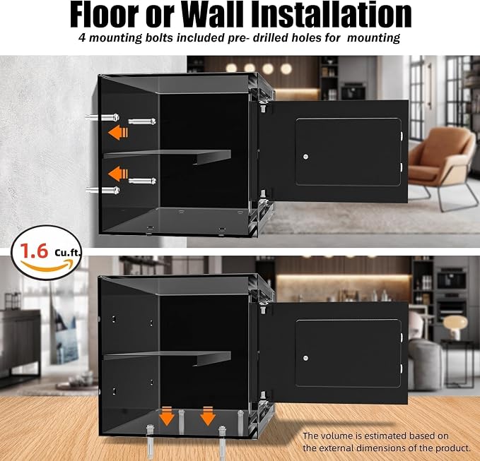 [ 1.6 Cu.ft. ]PATRON Fireproof Safe for Home,Document Safe Box Office,Digital Security Home Safes,Cabinet Safes for Money Cash,Wall Safes with Electronic Keypad for Hotel House Business,1.6 Cu.ft. - Image 6