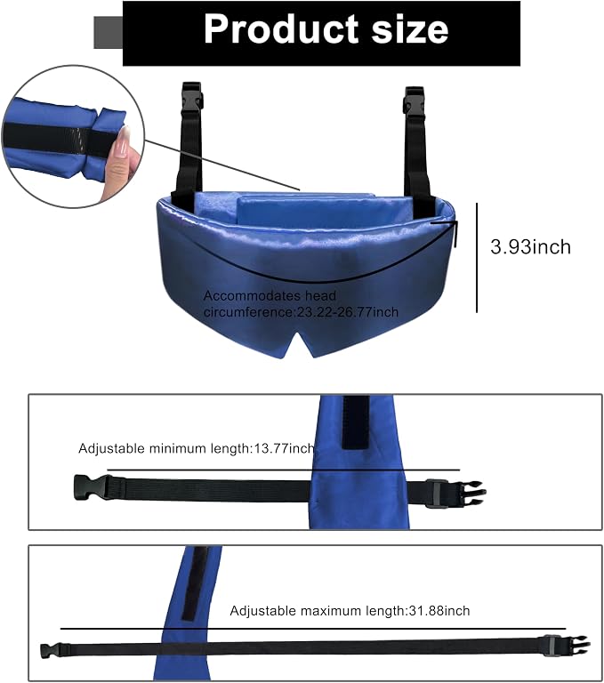 Travel Pillows for Airplanes, Airplane Head Strap with Silk Eye Mask for Sleeping, Long Flights & Car Road Trips 360°Headrest Neck Support, Stops Bobbing, Small & Compact（Blue） - Image 3