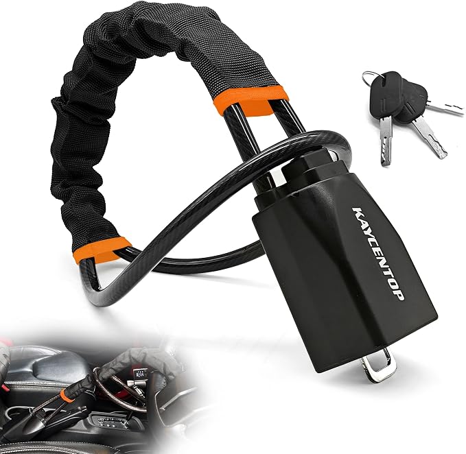 KAYCENTOP Car Steering Wheel Lock, Seat Belt Lock, Anti-Theft Device, Max 17 Inch Length, Small and Light-Weight, Multi-Functional, Fit Most Vehicle, SUV, Golf Cart Security (Black) by KAYCENTOP
