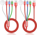 2Pack Multi Charging Cable for Apple Watch Charger 4 in 1 Travel Essentials RV Camping Essentials USB C/L/Micro Compatible with iWatch Series 11-1/iPhone 17/16/15/Android Airplane Gadgets-4FT/Red by ChargeBeyondPowerWithin