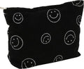 Cosmetic Bags for Women - Corduroy Cosmetic Bag Aesthetic Women Handbags Purses Smile Dots Makeup Organizer Storage Makeup Bag Girls Case Bags (A-Black) by Gardsell