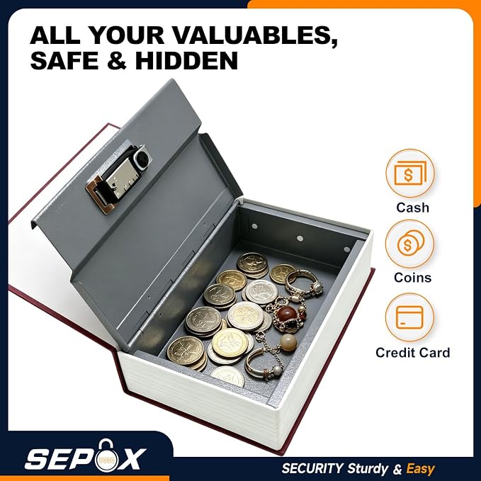 SEPOX® 2-Piece Wonderland Book Safe Real Paper Cover with Combination Lock | For Dorm Home Travel. Book Look Secret Safe Box. Hides Cash Valuables in Plain Sight. Discreet Storage with Combo Steel Box - Image 6